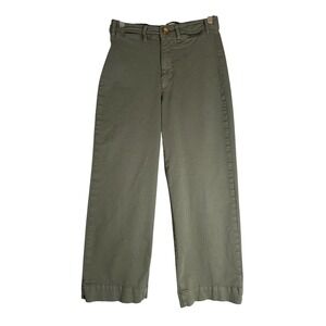 Marine Layer Bridget Wide Leg Crop Twill Pants Sz 6 Olive Green High Rise‎ 14650